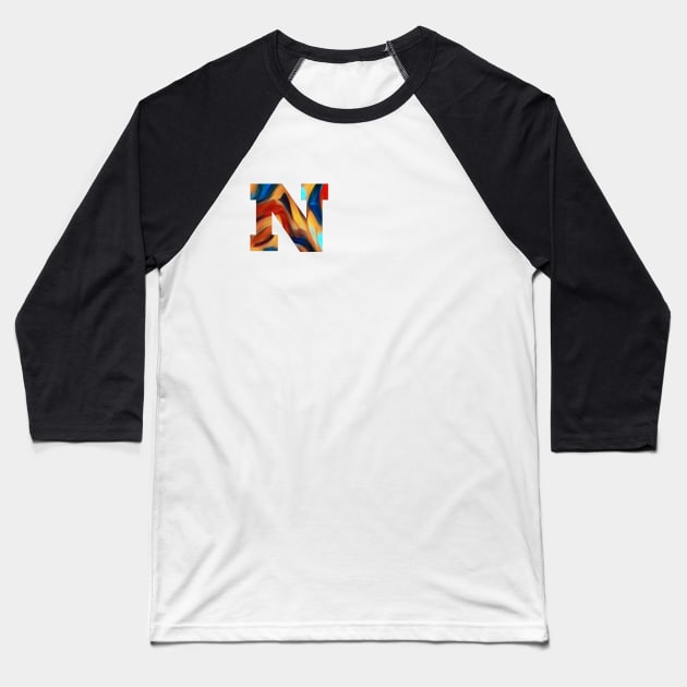 letter N Baseball T-Shirt by by Katerina